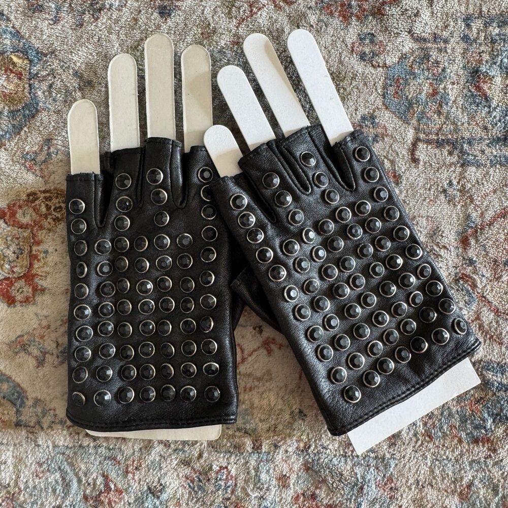 Semi-Finger Gauntlet Gloves Costume Sony Pictures Rhinestones Original Punk